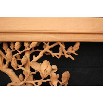 大島五雲 井波彫刻大作 桜と木蓮 2枚1組　X090Y 