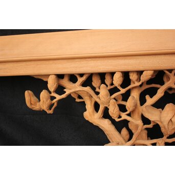 大島五雲 井波彫刻大作 桜と木蓮 2枚1組　X090Y 