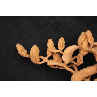 大島五雲 井波彫刻大作 桜と木蓮 2枚1組　X090Y 