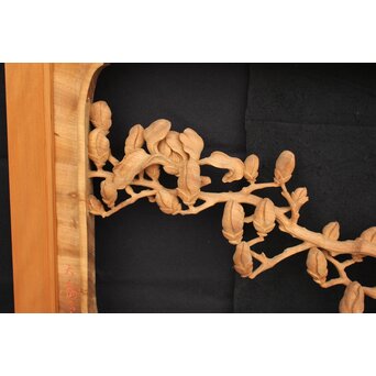 大島五雲 井波彫刻大作 桜と木蓮 2枚1組　X090Y 