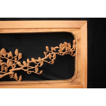 大島五雲 井波彫刻大作 桜と木蓮 2枚1組　X090Y 