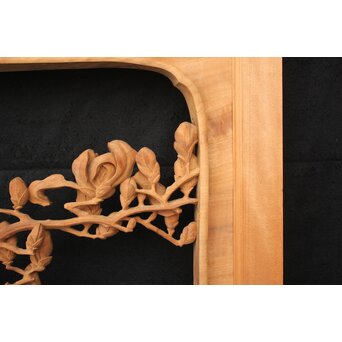 大島五雲 井波彫刻大作 桜と木蓮 2枚1組　X090Y 