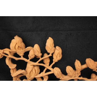 大島五雲 井波彫刻大作 桜と木蓮 2枚1組　X090Y 