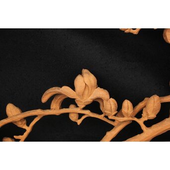 大島五雲 井波彫刻大作 桜と木蓮 2枚1組　X090Y 