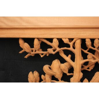 大島五雲 井波彫刻大作 桜と木蓮 2枚1組　X090Y 