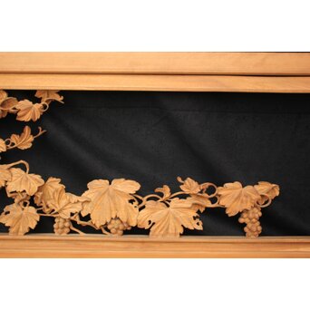 大島五雲 井波彫刻大作 葡萄と栗鼠 2枚1組　X091Y 