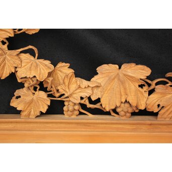 大島五雲 井波彫刻大作 葡萄と栗鼠 2枚1組　X091Y 