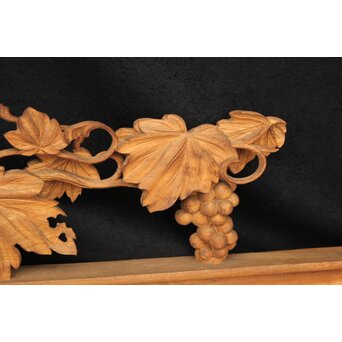 大島五雲 井波彫刻大作 葡萄と栗鼠 2枚1組　X091Y 