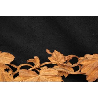 大島五雲 井波彫刻大作 葡萄と栗鼠 2枚1組　X091Y 