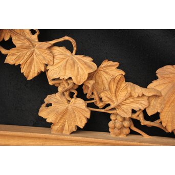 大島五雲 井波彫刻大作 葡萄と栗鼠 2枚1組　X091Y 