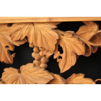 大島五雲 井波彫刻大作 葡萄と栗鼠 2枚1組　X091Y 