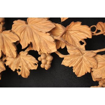 大島五雲 井波彫刻大作 葡萄と栗鼠 2枚1組　X091Y 