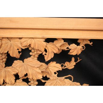 大島五雲 井波彫刻大作 葡萄と栗鼠 2枚1組　X091Y 