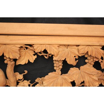 大島五雲 井波彫刻大作 葡萄と栗鼠 2枚1組　X091Y 