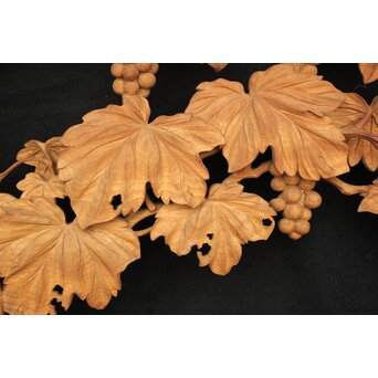 大島五雲 井波彫刻大作 葡萄と栗鼠 2枚1組　X091Y 