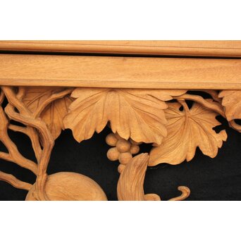 大島五雲 井波彫刻大作 葡萄と栗鼠 2枚1組　X091Y 