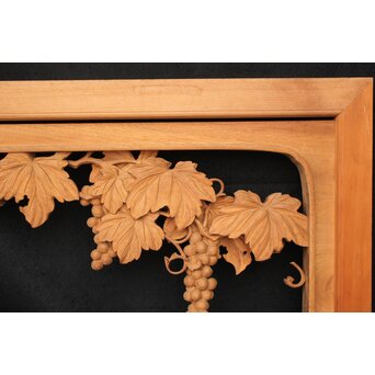 大島五雲 井波彫刻大作 葡萄と栗鼠 2枚1組　X091Y 