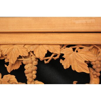 大島五雲 井波彫刻大作 葡萄と栗鼠 2枚1組　X091Y 