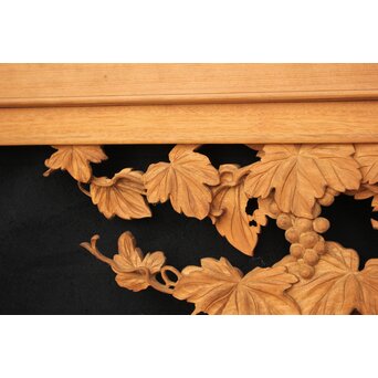 大島五雲 井波彫刻大作 葡萄と栗鼠 2枚1組　X091Y 