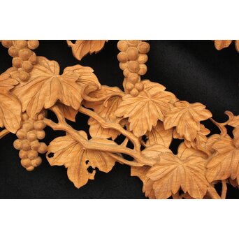 大島五雲 井波彫刻大作 葡萄と栗鼠 2枚1組　X091Y 