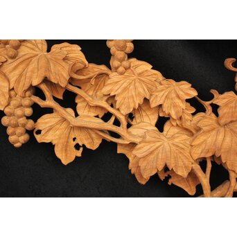 大島五雲 井波彫刻大作 葡萄と栗鼠 2枚1組　X091Y 