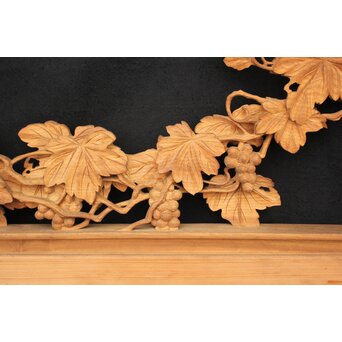 大島五雲 井波彫刻大作 葡萄と栗鼠 2枚1組　X091Y 