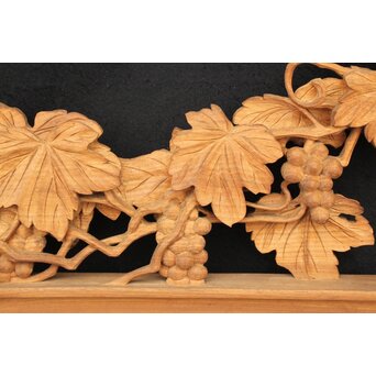 大島五雲 井波彫刻大作 葡萄と栗鼠 2枚1組　X091Y 