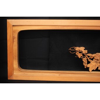 大島五雲 井波彫刻大作 葡萄と栗鼠 2枚1組　X091Y 