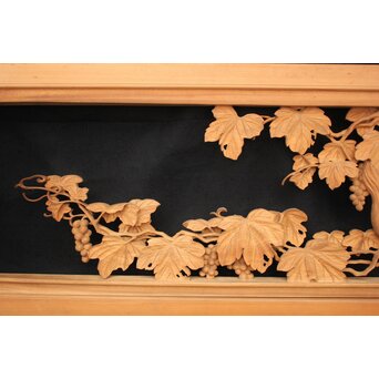 大島五雲 井波彫刻大作 葡萄と栗鼠 2枚1組　X091Y 