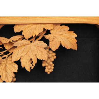 大島五雲 井波彫刻大作 葡萄と栗鼠 2枚1組　X091Y 