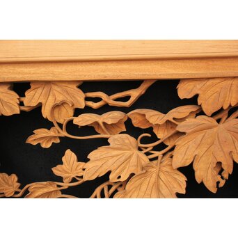 大島五雲 井波彫刻大作 葡萄と栗鼠 2枚1組　X091Y 