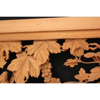 大島五雲 井波彫刻大作 葡萄と栗鼠 2枚1組　X091Y 