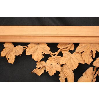 大島五雲 井波彫刻大作 葡萄と栗鼠 2枚1組　X091Y 