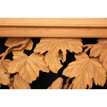 大島五雲 井波彫刻大作 葡萄と栗鼠 2枚1組　X091Y 