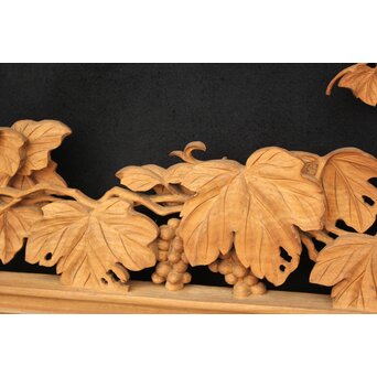 大島五雲 井波彫刻大作 葡萄と栗鼠 2枚1組　X091Y 