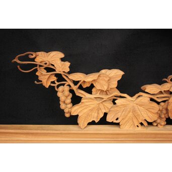 大島五雲 井波彫刻大作 葡萄と栗鼠 2枚1組　X091Y 