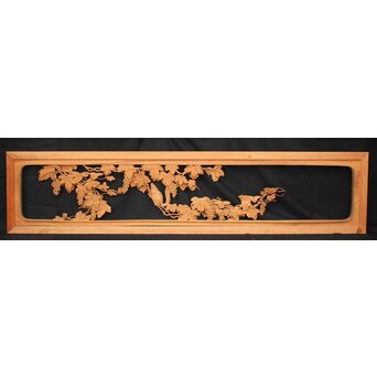 大島五雲 井波彫刻大作 葡萄と栗鼠 2枚1組　X091Y 