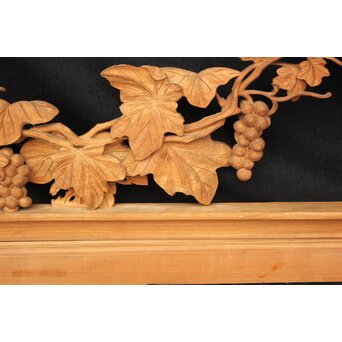 大島五雲 井波彫刻大作 葡萄と栗鼠 2枚1組　X091Y 