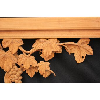 大島五雲 井波彫刻大作 葡萄と栗鼠 2枚1組　X091Y 