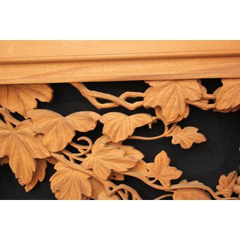 大島五雲 井波彫刻大作 葡萄と栗鼠 2枚1組　X091Y 