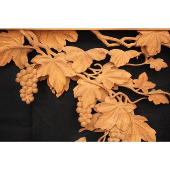 大島五雲 井波彫刻大作 葡萄と栗鼠 2枚1組　X091Y 