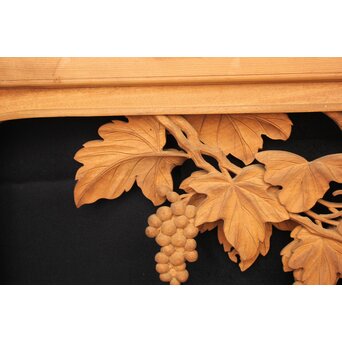 大島五雲 井波彫刻大作 葡萄と栗鼠 2枚1組　X091Y 