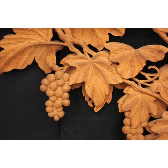 大島五雲 井波彫刻大作 葡萄と栗鼠 2枚1組　X091Y 