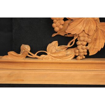 大島五雲 井波彫刻大作 葡萄と栗鼠 2枚1組　X091Y 