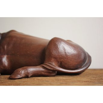 島田美晴 玉楠彫 木彫臥牛　X094 