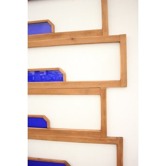 変則カット 青色アクリル欄間 在庫5枚　R2436 