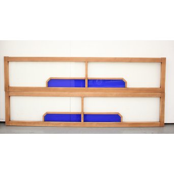 変則カット 青色アクリル欄間 在庫5枚　R2436 ※サイズが微妙に異なります 中心軸も商品ごとにずれており　個々に作成された様子