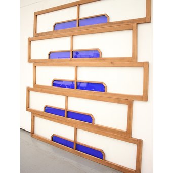 変則カット 青色アクリル欄間 在庫5枚　R2436 