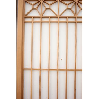 白木 障子付桐組子書院 4枚1組　R2437 ※多少シミもあり