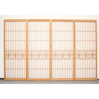 白木 障子付桐組子書院 4枚1組　R2437